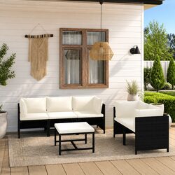 6-Piece Poly Rattan Lounge Set for Outdoors