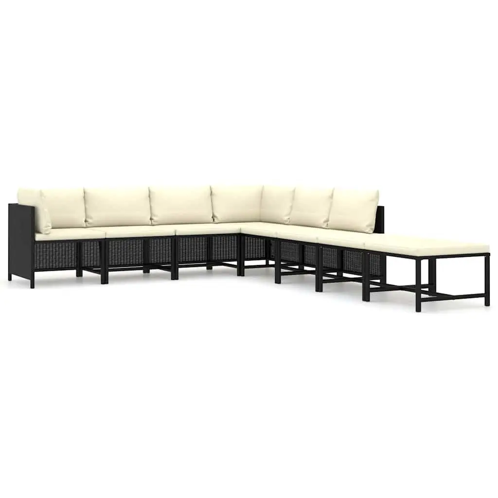 Garden Lounge Set 8 Piece Poly Rattan Outdoor Furniture Black Cushions Modular