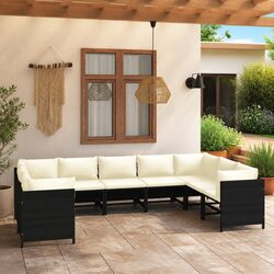 Garden Lounge Set 9 Piece Outdoor Furniture Poly Rattan Black Modular Patio