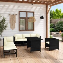 Outdoor Garden Lounge Set 8 Piece Poly Rattan Modular Furniture with Cushions