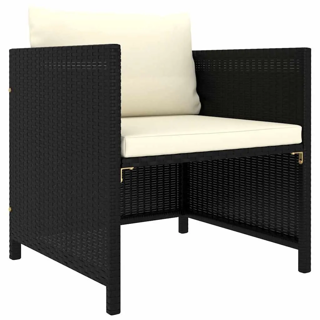 Garden Lounge Set 12 Piece Poly Rattan Outdoor Furniture Black with Cushions