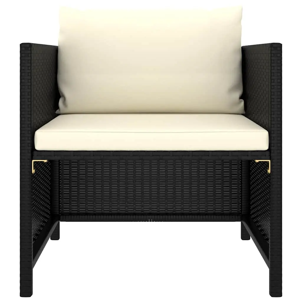 Garden Lounge Set 12 Piece Poly Rattan Outdoor Furniture Black with Cushions