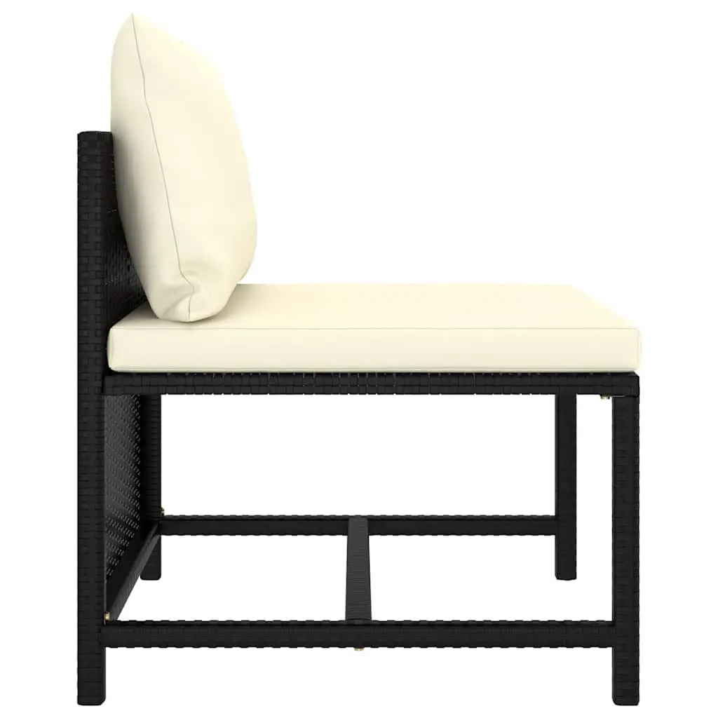 Garden Lounge Set 12 Piece Poly Rattan Outdoor Furniture Black with Cushions