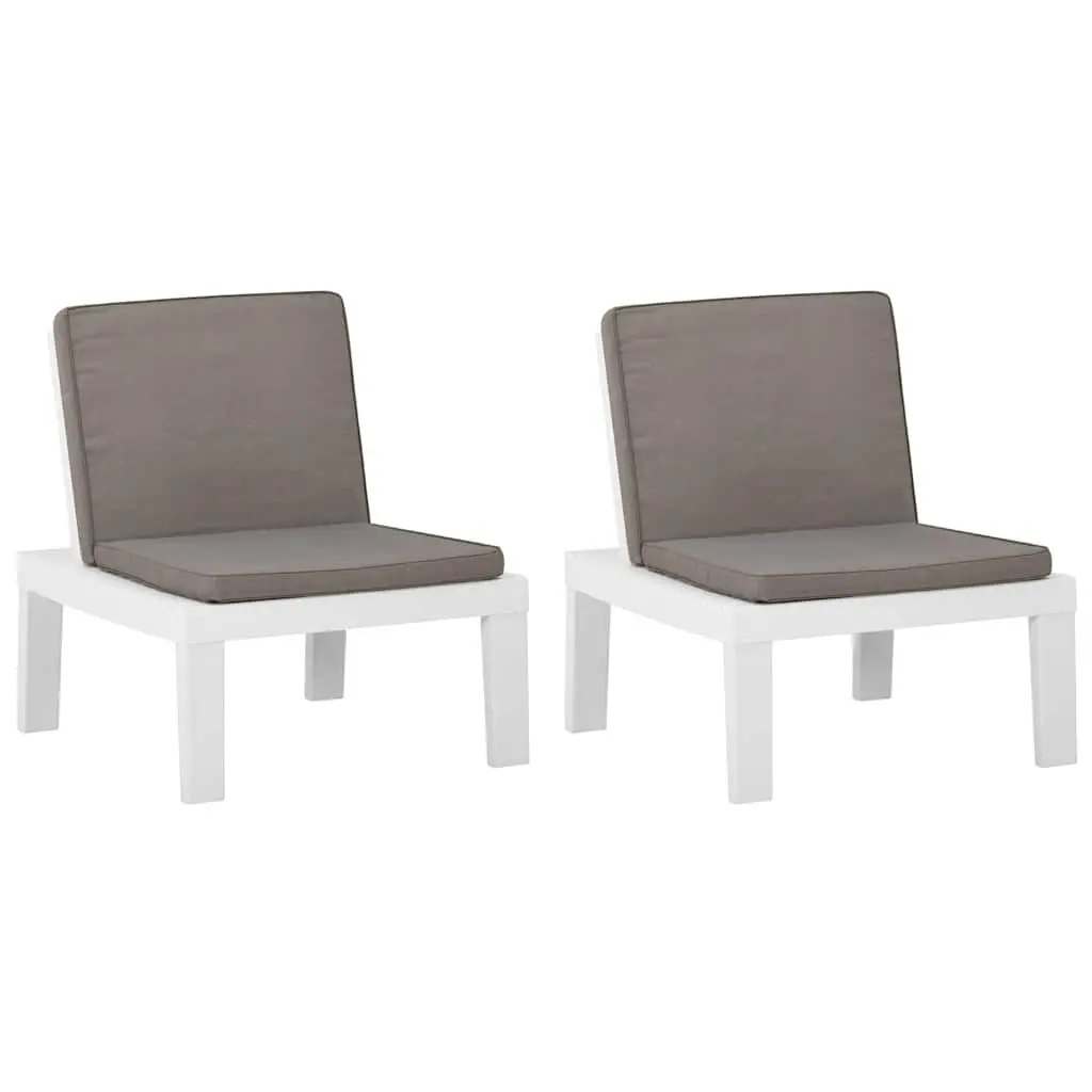 Outdoor Lounge Chairs with Cushions 2 Piece Set White Garden Seating Furniture