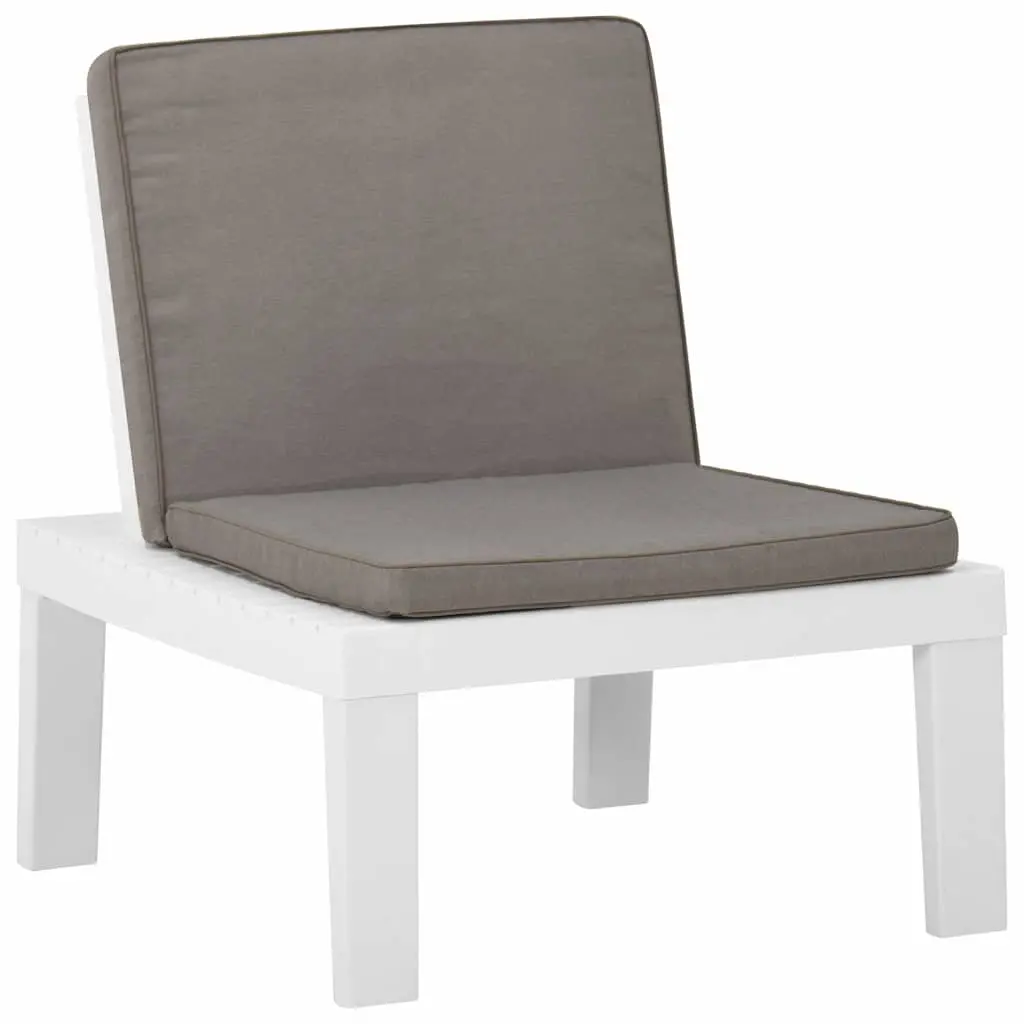 Outdoor Lounge Chairs with Cushions 2 Piece Set White Garden Seating Furniture