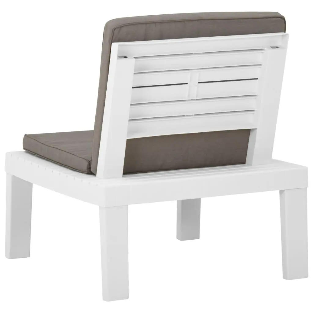 Outdoor Lounge Chairs with Cushions 2 Piece Set White Garden Seating Furniture