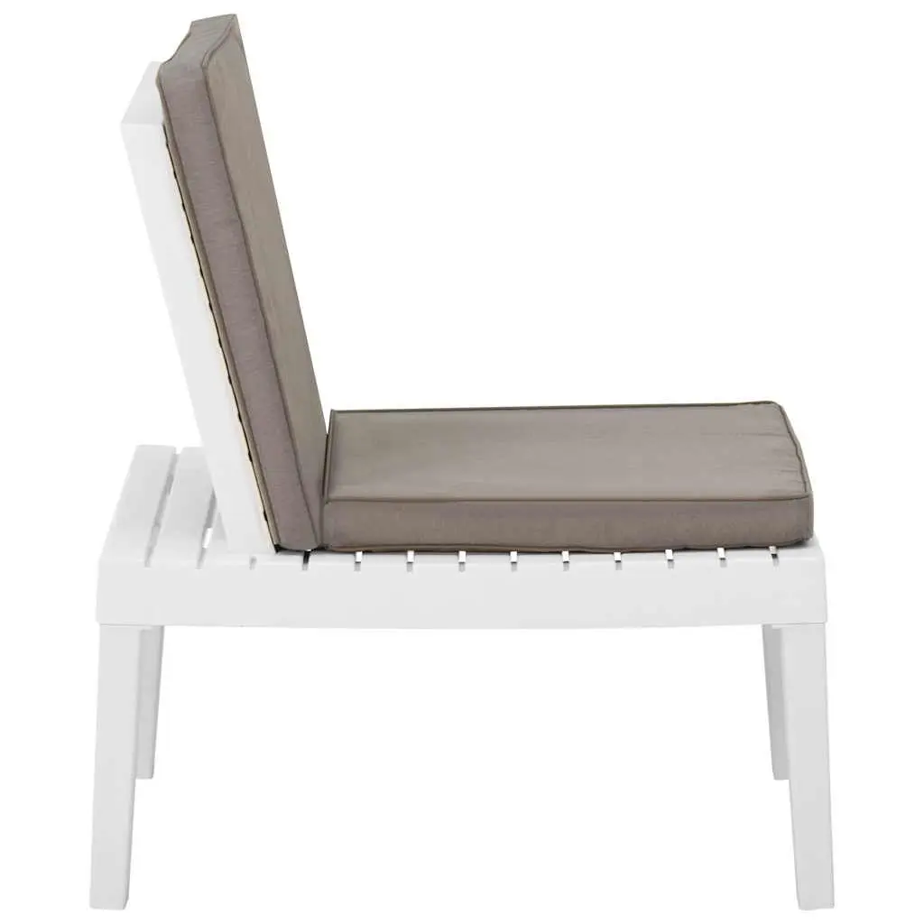 Outdoor Lounge Chairs with Cushions 2 Piece Set White Garden Seating Furniture