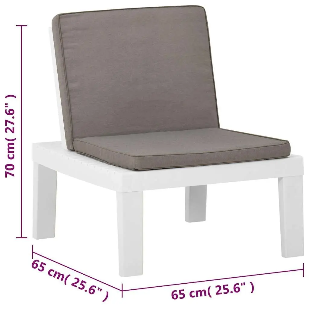 Outdoor Lounge Chairs with Cushions 2 Piece Set White Garden Seating Furniture