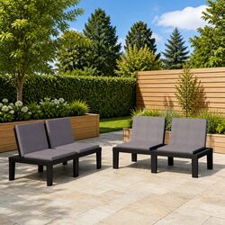 Garden Lounge Benches with Cushions, Set of Two