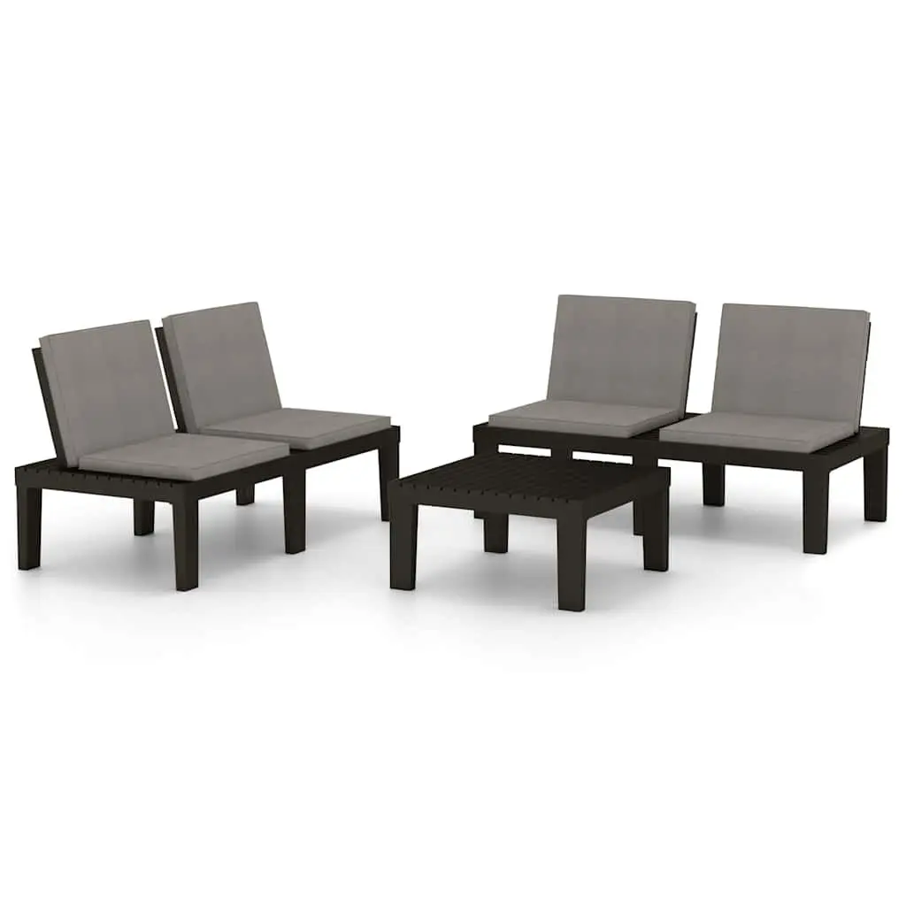 3 Piece Outdoor Lounge Set Grey with Cushions Table Bench Patio Furniture