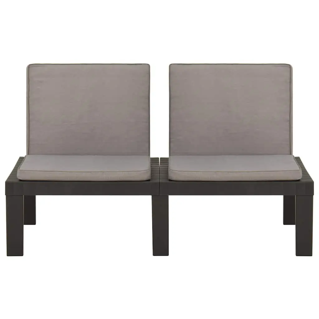 3 Piece Outdoor Lounge Set Grey with Cushions Table Bench Patio Furniture