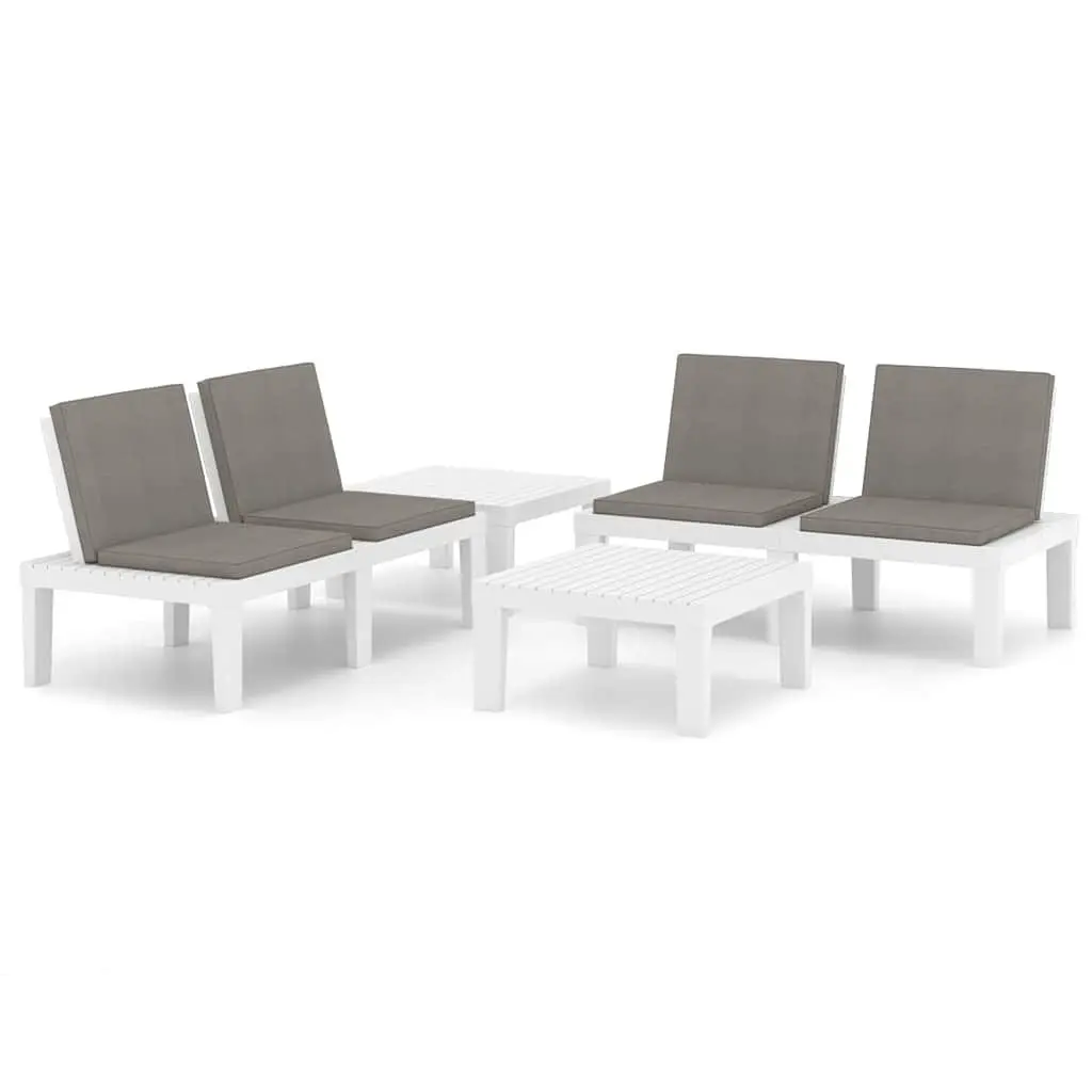 4 Piece Outdoor Lounge Set White Cushioned Seating with Sturdy Table