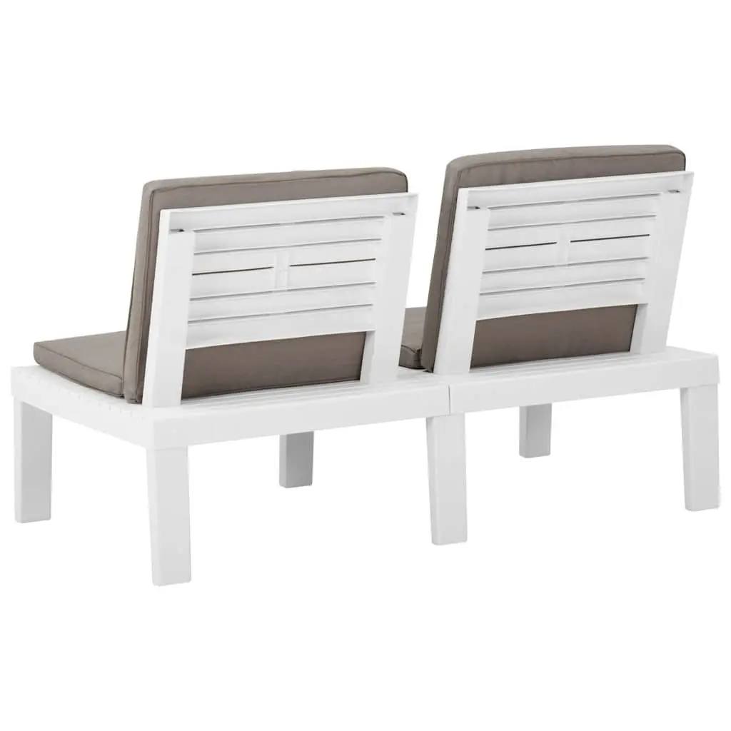 4 Piece Outdoor Lounge Set White Cushioned Seating with Sturdy Table