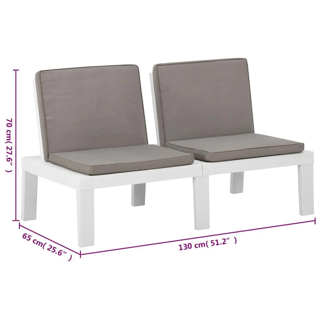 6 Piece Outdoor Lounge Set White Plastic Garden Furniture Patio Seating with