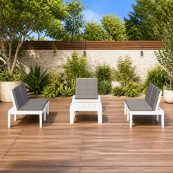 Concise 4 Piece White Plastic Outdoor Lounge Set