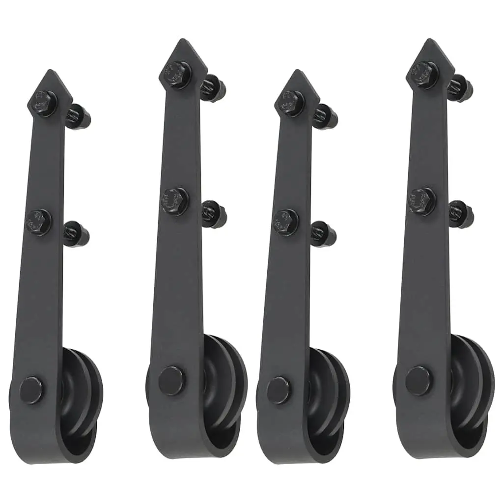 Sliding Door Hardware Kit Black 200cm Steel Track Rollers Barn Door Hanger Set