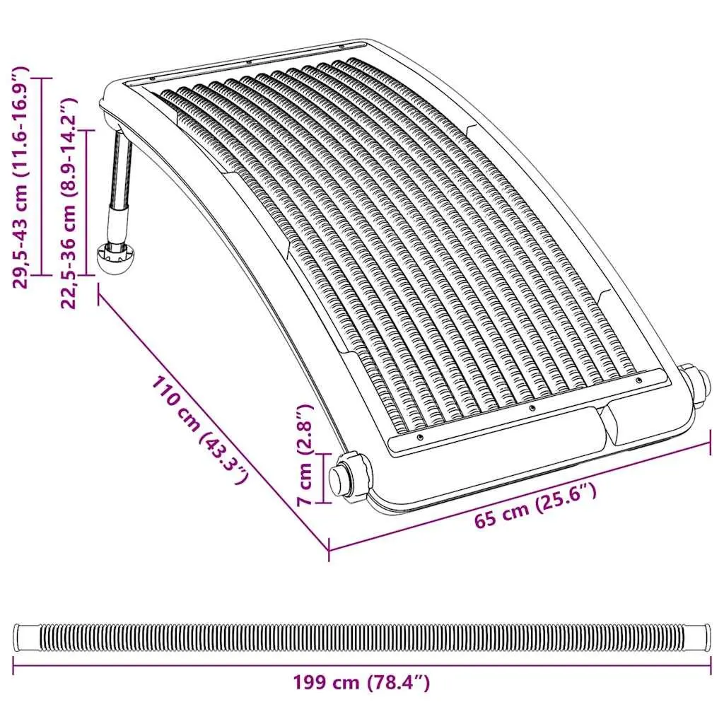 Solar Pool Heater Curved Panels 2 Pieces Above Ground Heating System