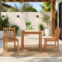 3 Piece Garden Dining Set 80x80 cm Teak Wood Outdoor Furniture Patio Table