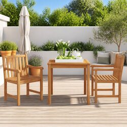 Concise and Durable 3 Piece Teak Wood Dining Set