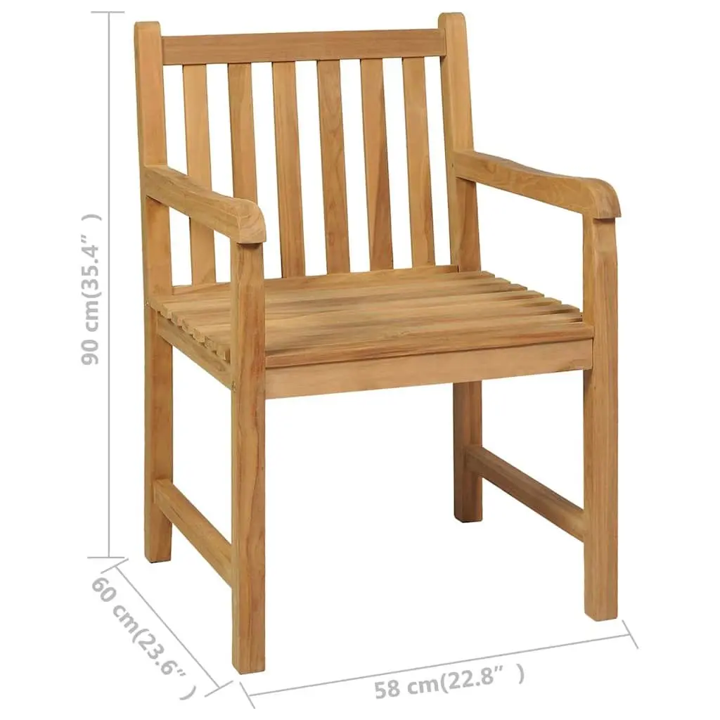 Garden Dining Set 3 Piece Teak Wood Outdoor Patio Table Chairs Brown