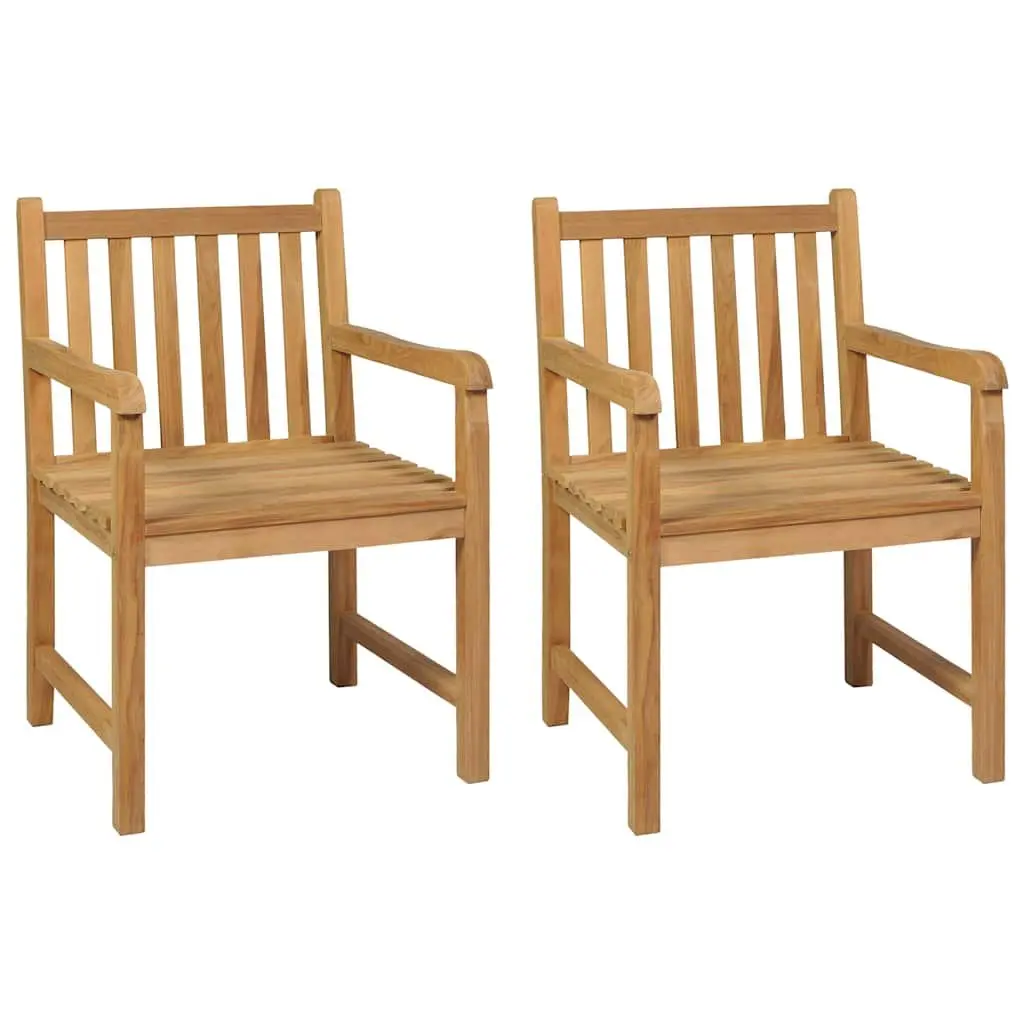 Garden Dining Set 3 Piece Teak Wood Outdoor Patio Table Chairs Brown