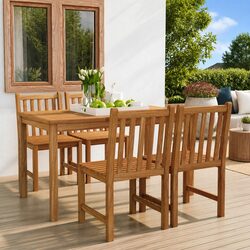 Compact Teak Wood 5-Piece Dining Set for Outdoors