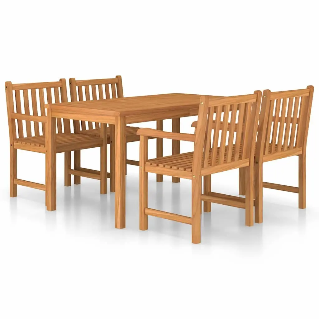 5 Piece Garden Dining Set 140x80cm Outdoor Furniture Teak Wood Table Chairs