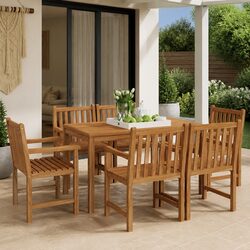 Outdoor Garden Dining Set 7 Piece Teak Wood Table Chairs Patio Furniture