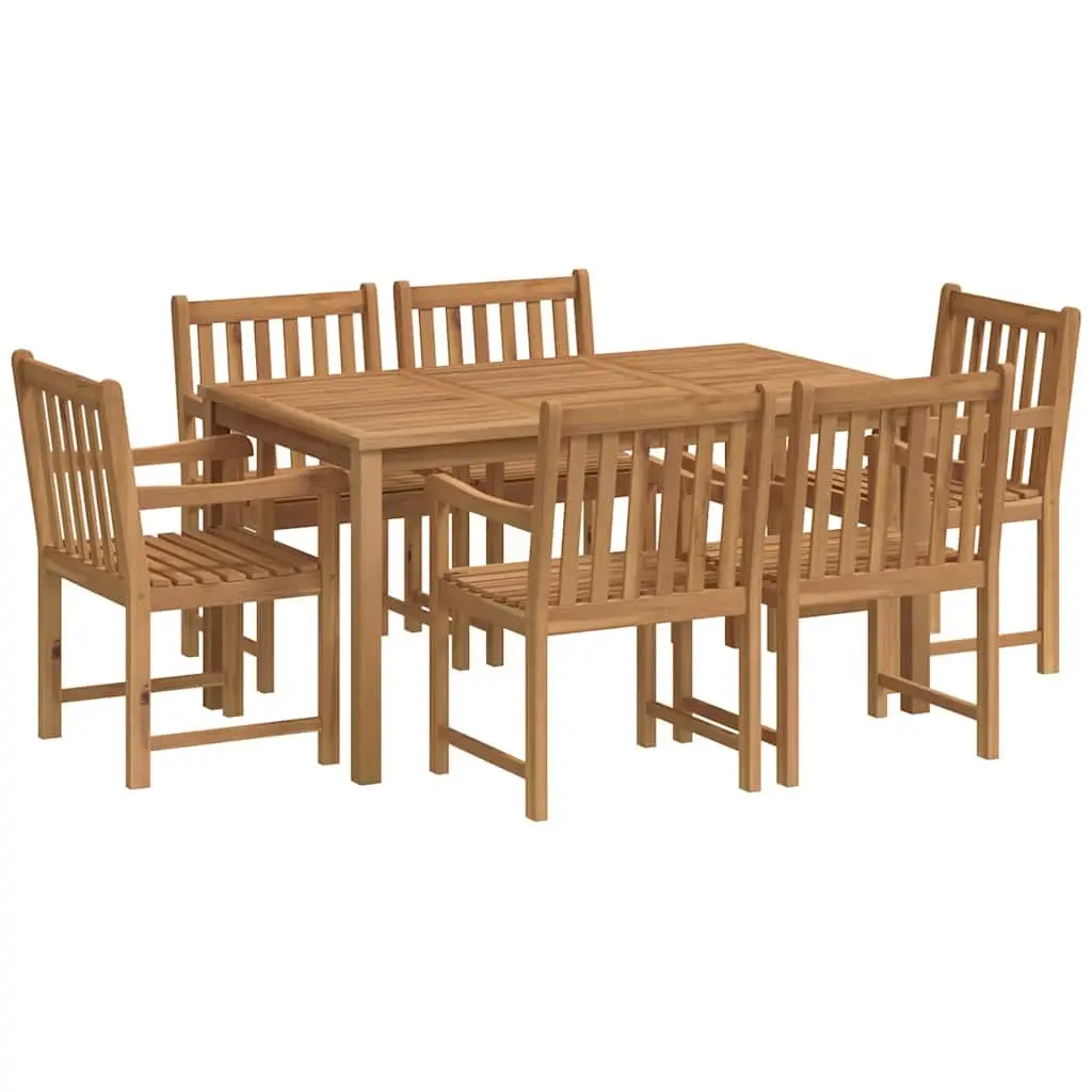 Garden Dining Set 7 Piece Outdoor Furniture Table Chairs Teak Wood Brown