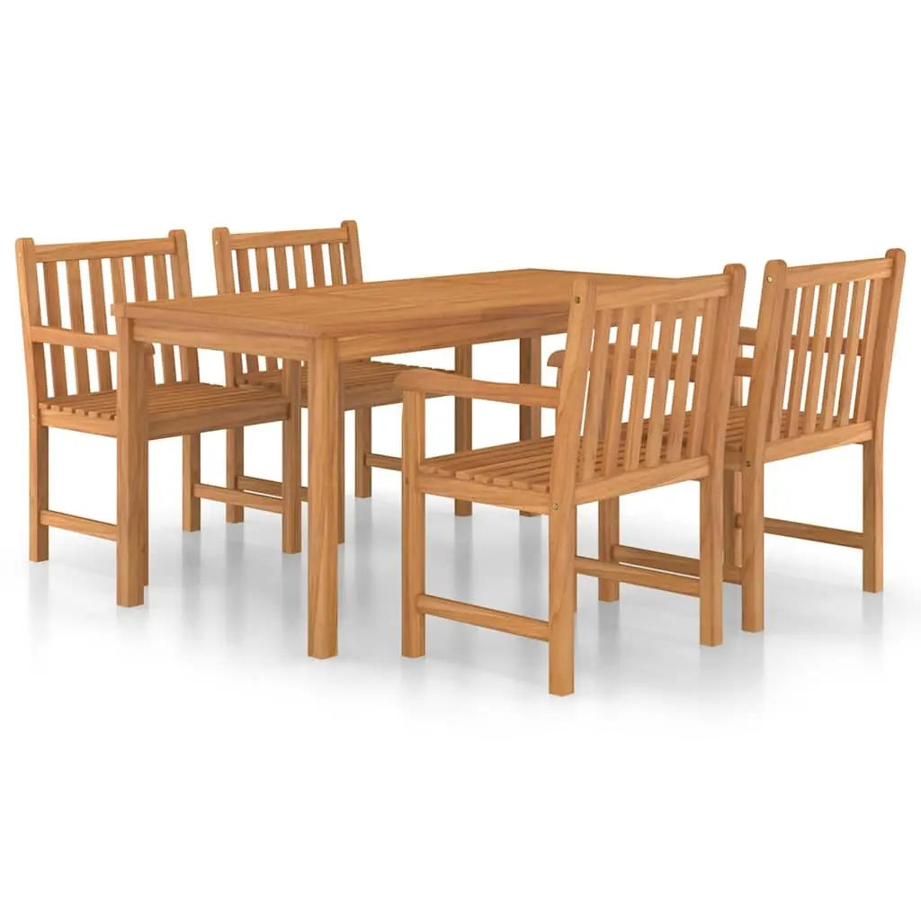Garden Dining Set 5 Piece Outdoor Furniture Table Chairs Patio Brown Wood