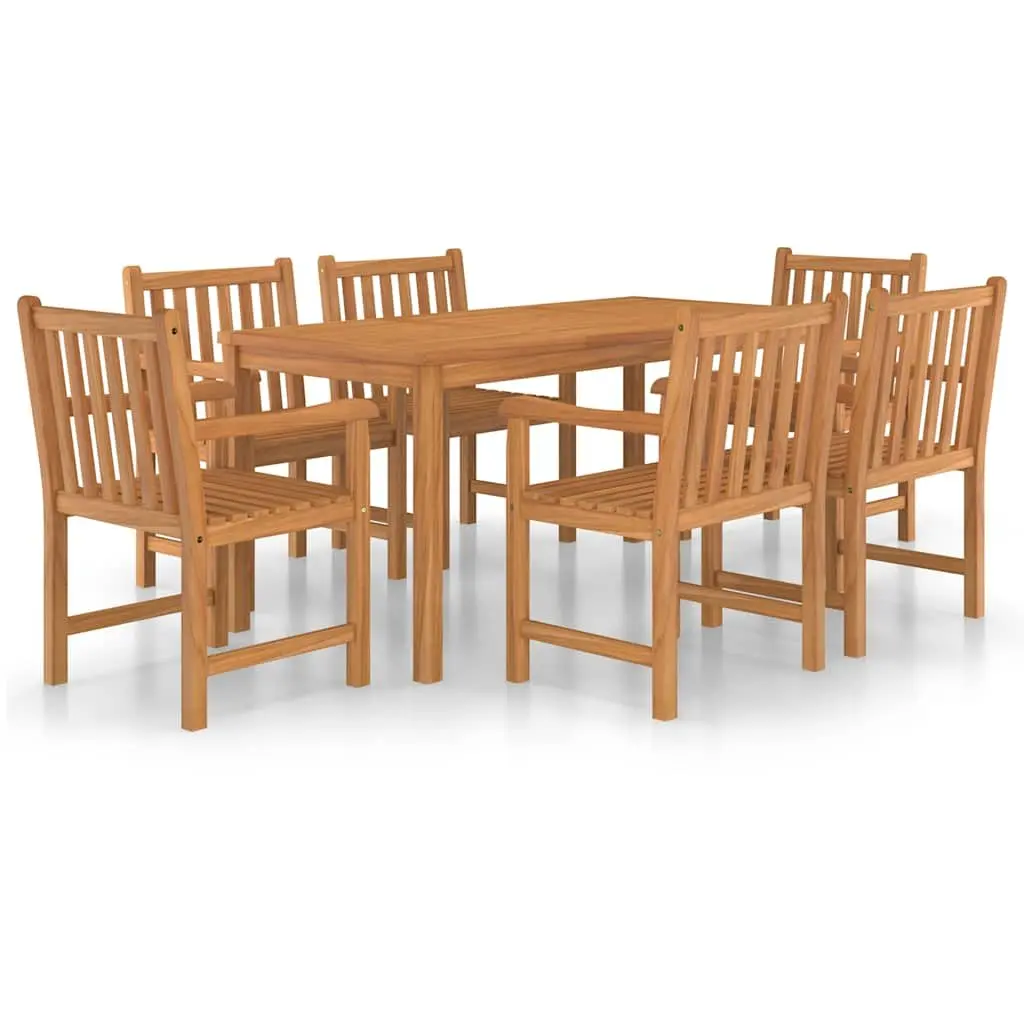 Garden Dining Set 7 Piece Teak Wood Table Chairs Outdoor Patio Furniture Brown