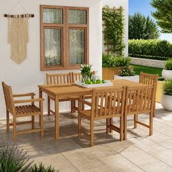 Compact 7 Piece Teak Garden Dining Set for Every Occasion