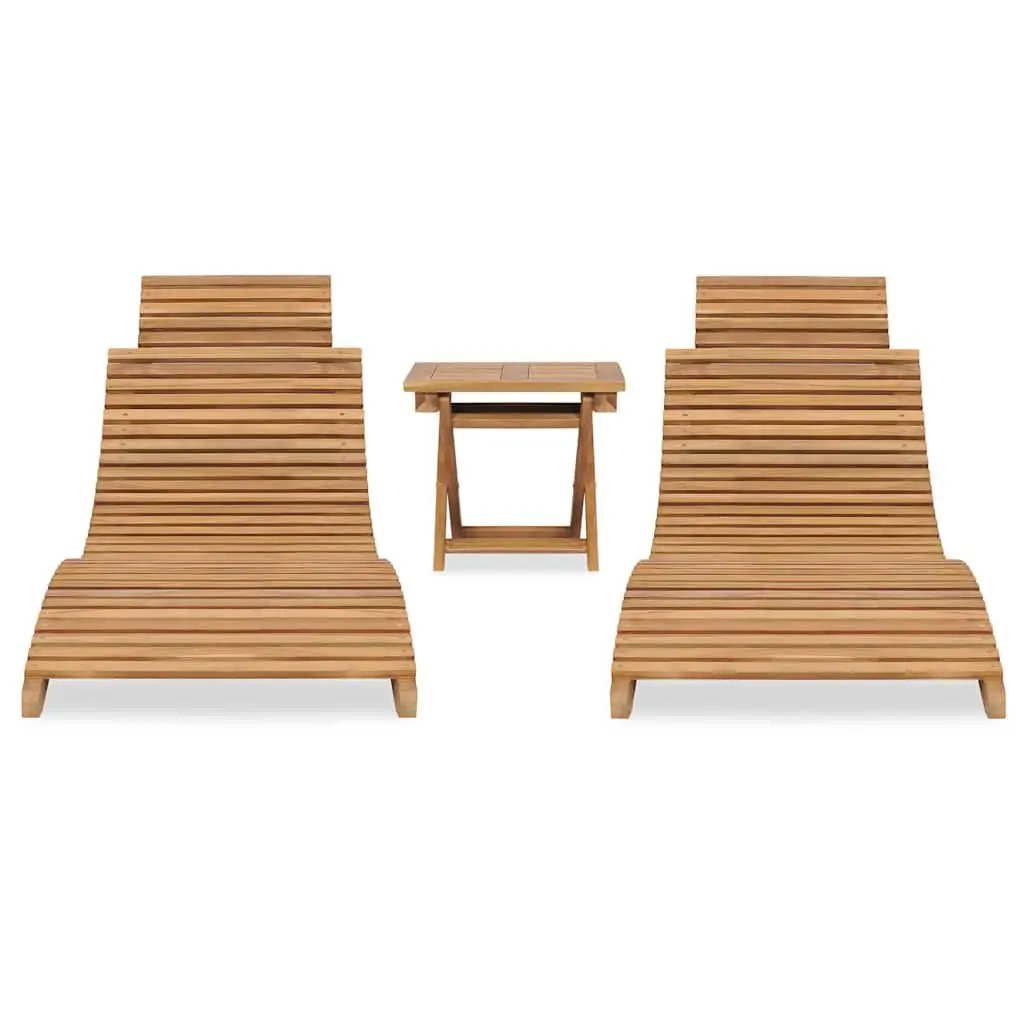 Sun Lounger Set 3 Piece Folding Garden Furniture Outdoor Seating Banana Lounge