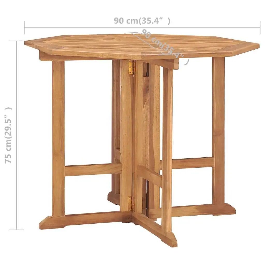 5 Piece Folding Outdoor Dining Set Teak Wood Garden Patio Table Chairs Brown