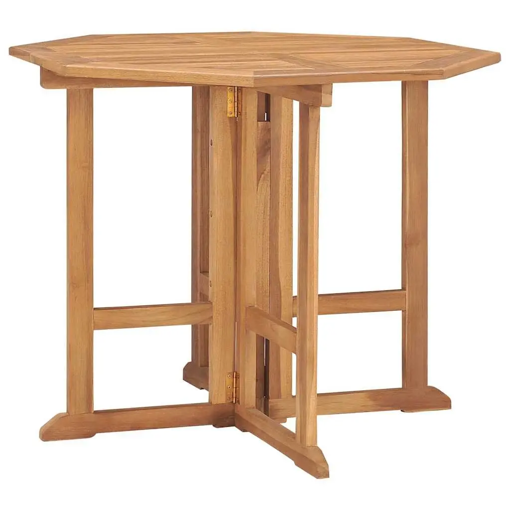 5 Piece Folding Outdoor Dining Set Teak Wood Garden Patio Table Chairs Brown
