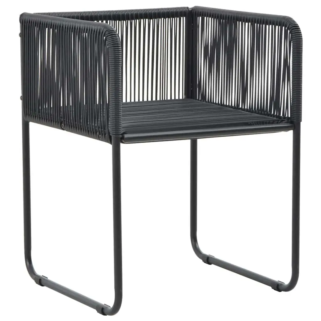 5 Piece Outdoor Dining Set Black Garden Patio Table Chairs Rattan Furniture