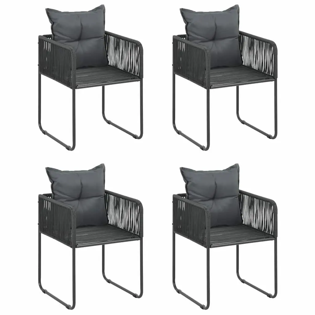 5 Piece Outdoor Dining Set Black Garden Patio Table Chairs Rattan Furniture
