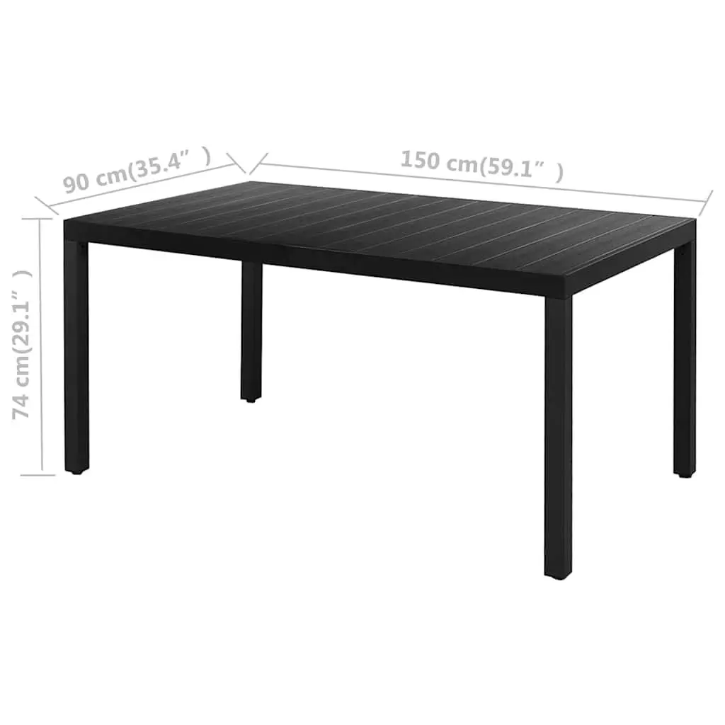 Garden Dining Set Black 5 Piece Outdoor Patio Rattan Chair Table Lightweight Durable