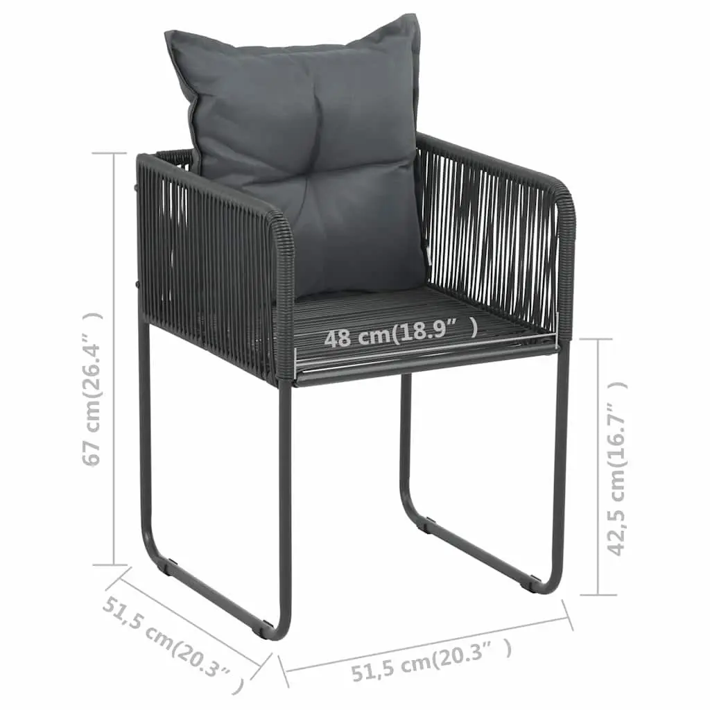 Garden Dining Set Black 5 Piece Outdoor Patio Rattan Chair Table Lightweight Durable