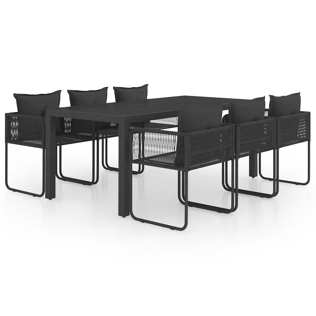 Garden Dining Set 7 Piece Outdoor Furniture Patio Table Chairs Black