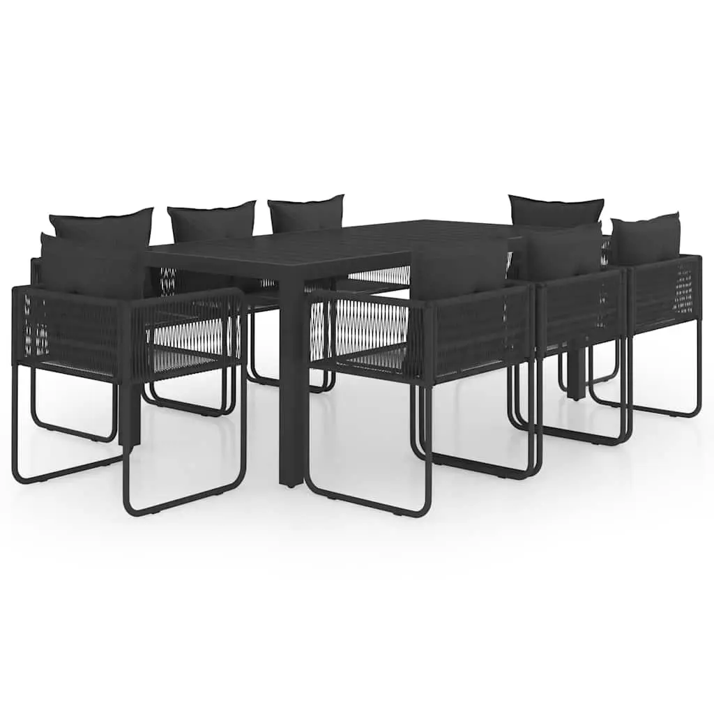 Garden Dining Set Black 9 Piece Outdoor Furniture Patio Table Chairs