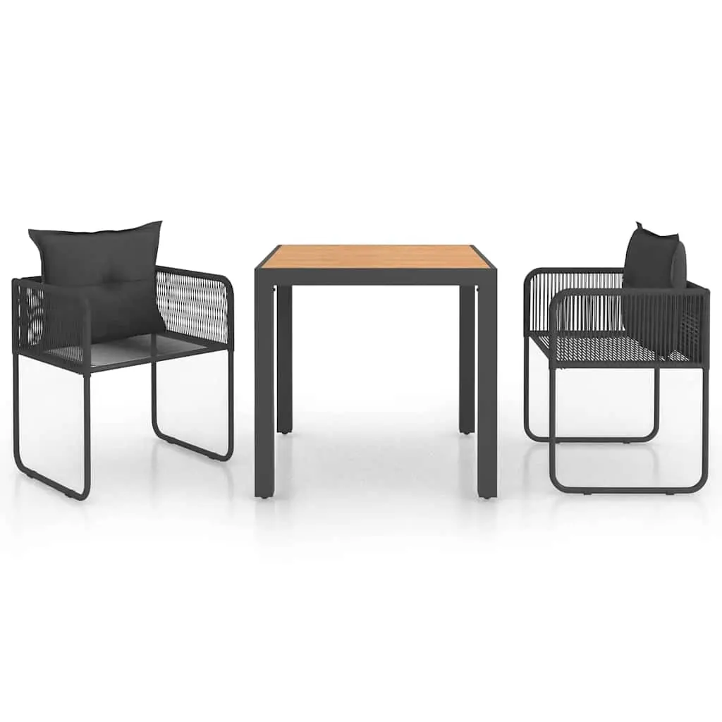 Garden Dining Set 3 Piece Outdoor Furniture Chair Table Patio Black