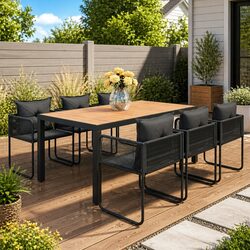 Concise 7-Piece Black Garden Dining Set