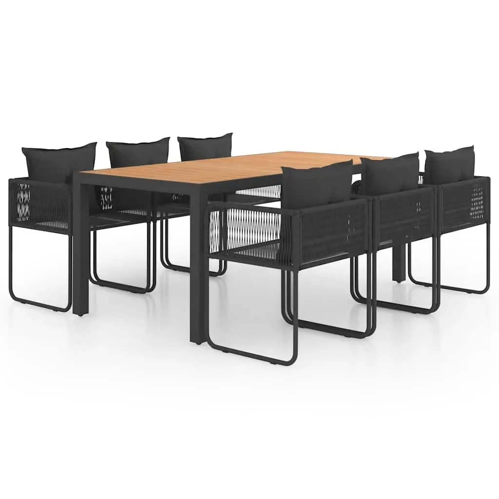 Garden Dining Set 7 Piece Outdoor Patio Furniture Table Chairs Black