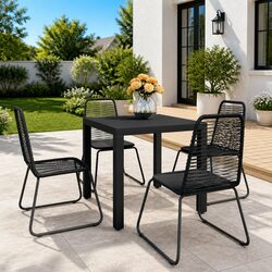 5 Piece Black Outdoor Dining Set