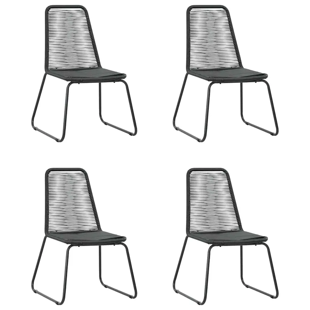 5 Piece Outdoor Dining Set Black Rattan Furniture Garden Patio Table Chairs