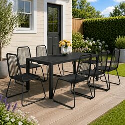 Concise 9 Piece Outdoor Dining Set with Comfort and Style