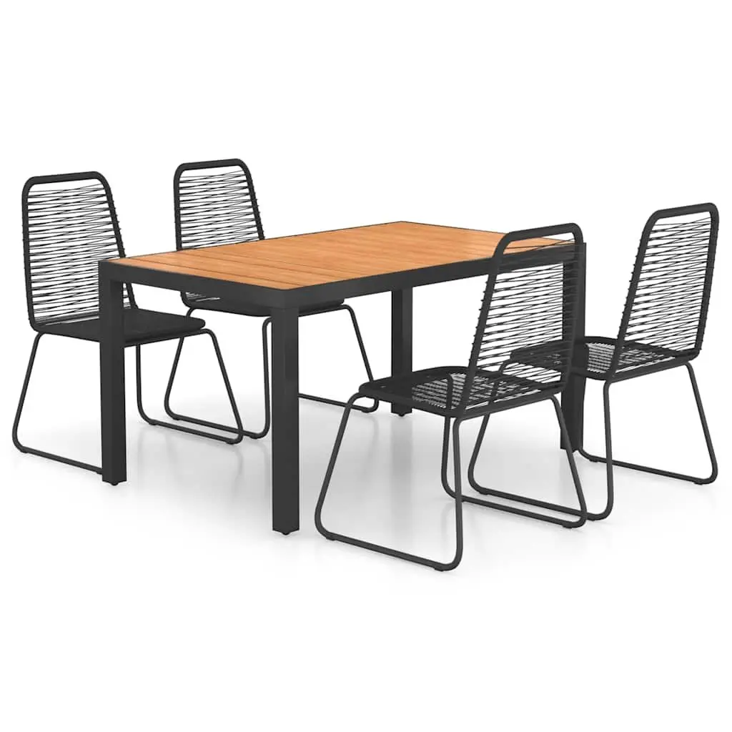 Outdoor Dining Set 5 Piece Garden Patio Furniture Table Chairs Black