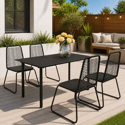 5 Piece Outdoor Dining Set Black Garden Patio Furniture Chair Table
