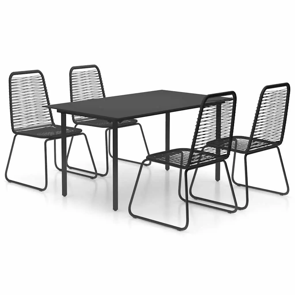 5 Piece Outdoor Dining Set Black Garden Patio Furniture Chair Table
